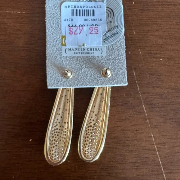 Anthropologie Pave Triangle Drop Earrings Gold NWT - Picture 5 of 6
